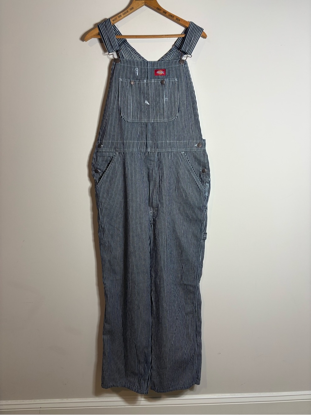 Dickies Hickory Stripe Bib Overalls Railroad Workwear 34x30